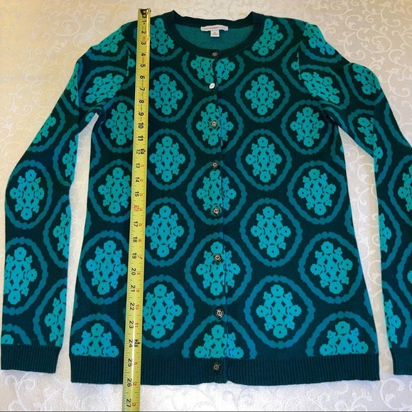 Isaac Mizrahi Live Teal Turquoise Cotton Cardigan Button Front Sweater - Picture 12 of 14